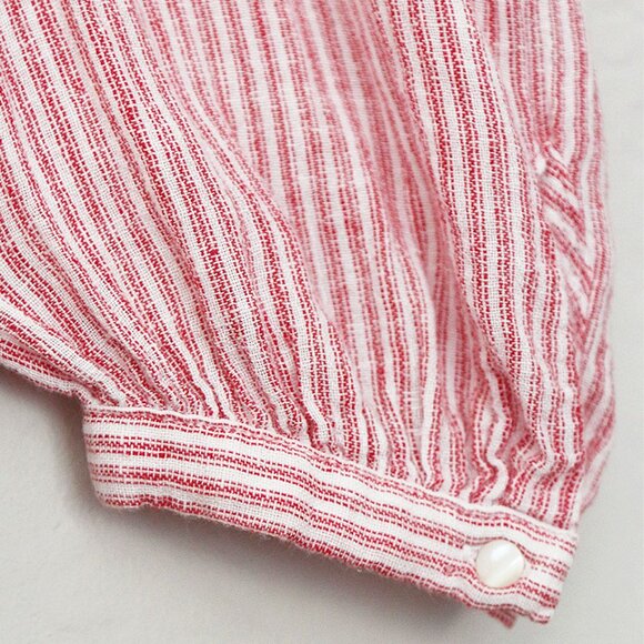 Rails Marti Scarlet Stripe Blouse S Linen Blend V Neck Tie Waist Coastal $158 - Picture 9 of 15